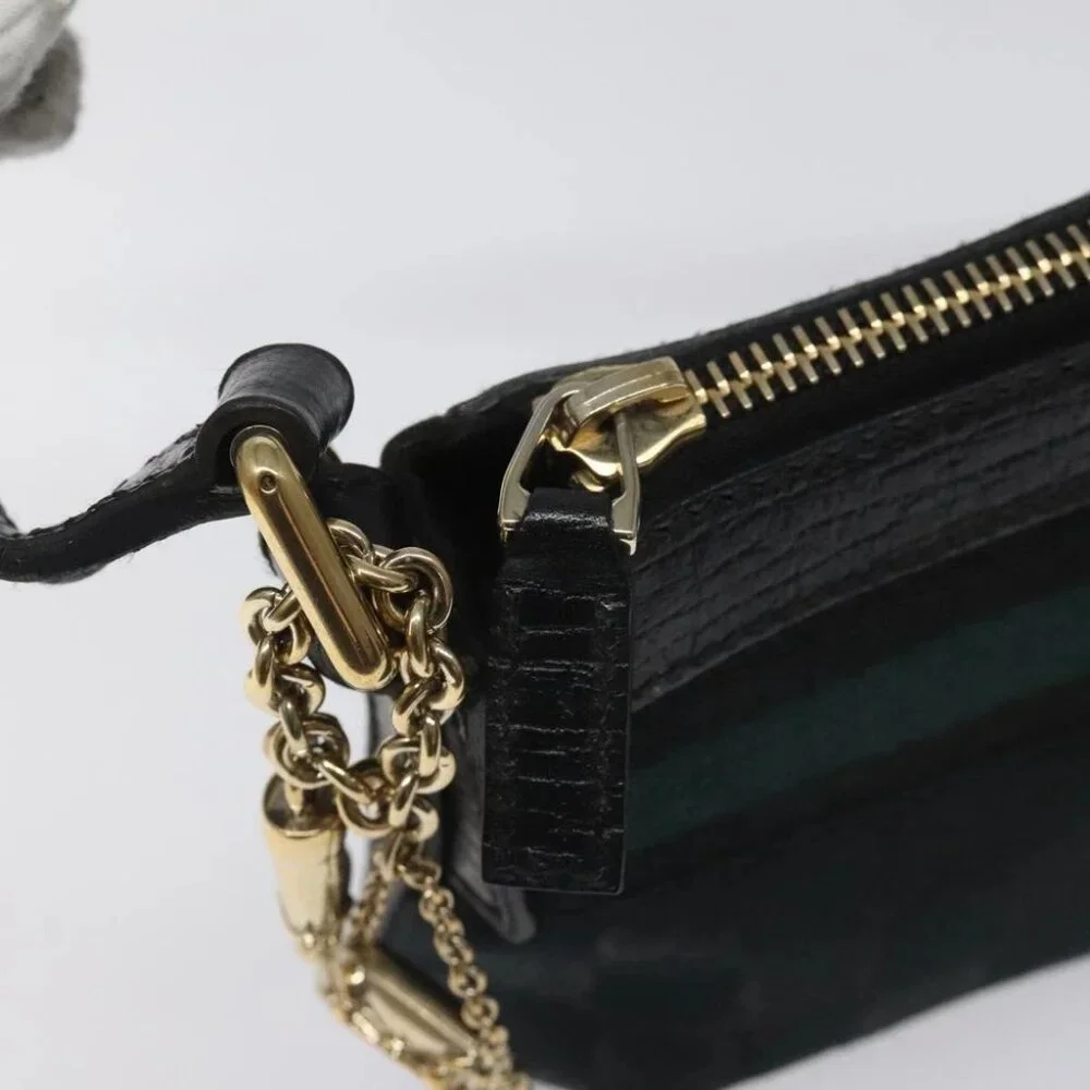 GUCCI GG Canvas Sherry Line Accessory Pouch Black Khaki 145970 Auth KD125V - Picture 10 of 14